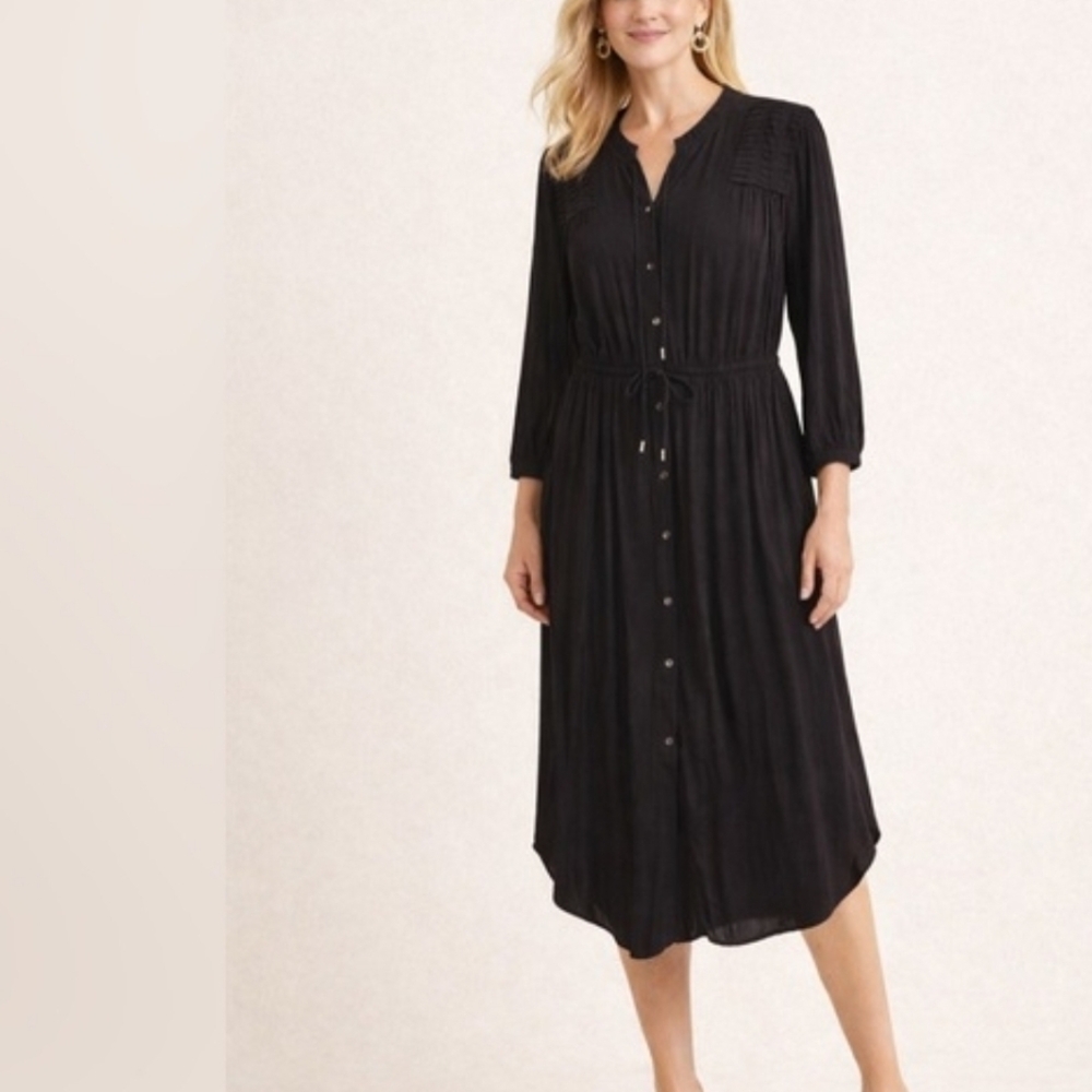 Chico's Black Button-Down Midi Dress